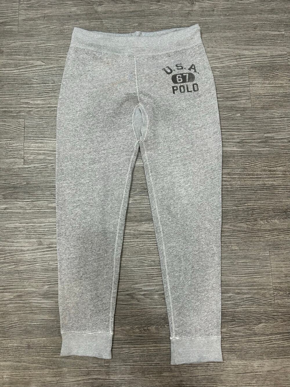 Polo Ralph Lauren Sweatpants Mens Small S Gray USA 67 Graphic Fleece Joggers